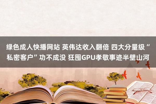绿色成人快播网站 英伟达收入翻倍 四大分量级“私密客户”功不成没 狂囤GPU孝敬事迹半壁山河