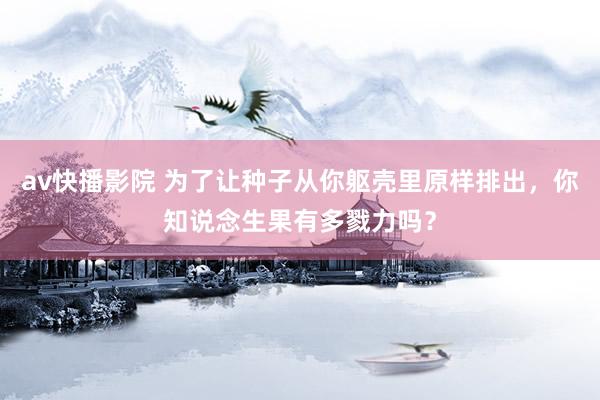 av快播影院 为了让种子从你躯壳里原样排出，你知说念生果有多戮力吗？