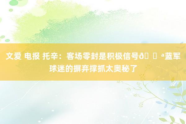 文爱 电报 托辛：客场零封是积极信号💪蓝军球迷的摒弃撑抓太奥秘了